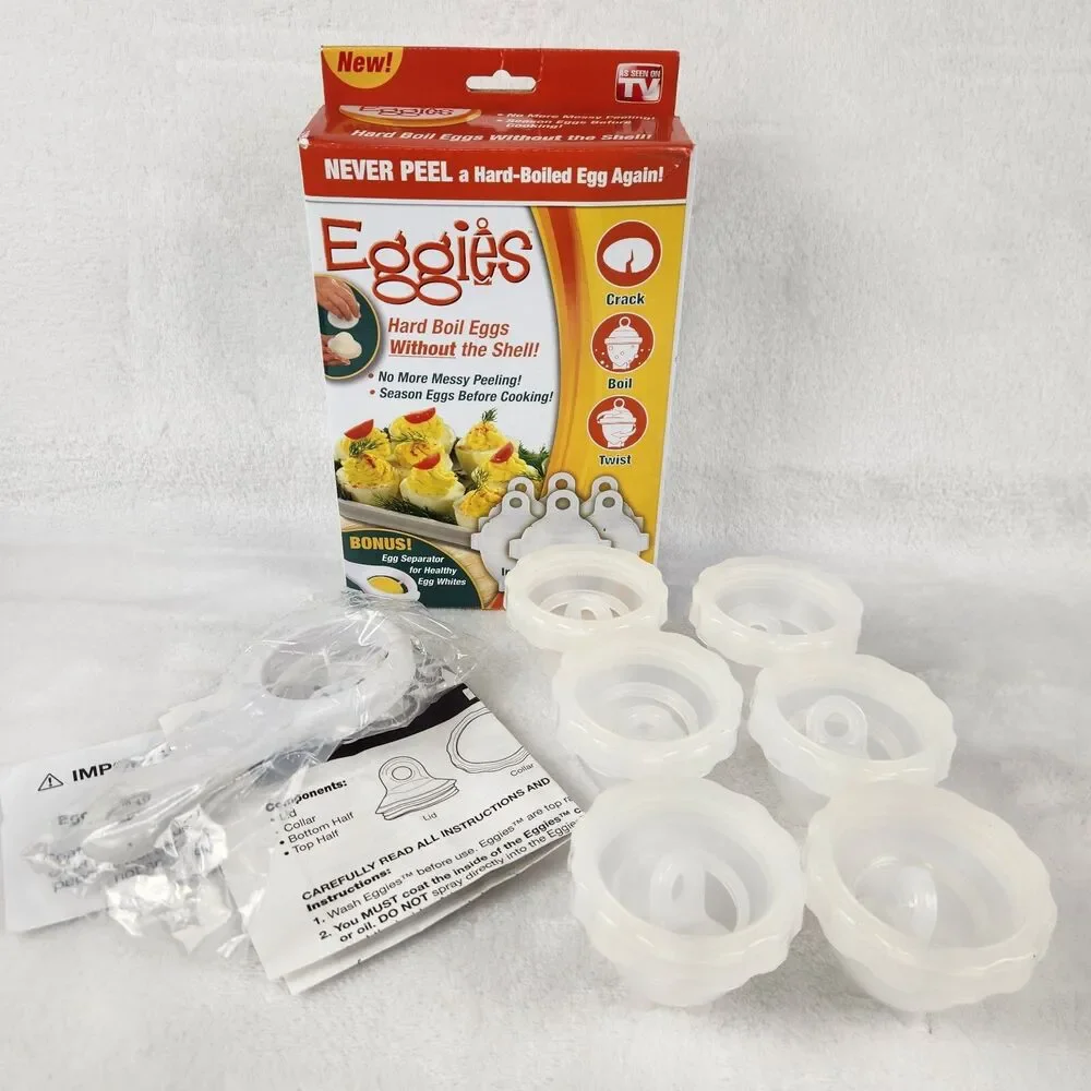 Eggies New Hard Boil Egg Cooker (6) with Bonus Egg White Separator As Seen on TV - Picture 2 of 9